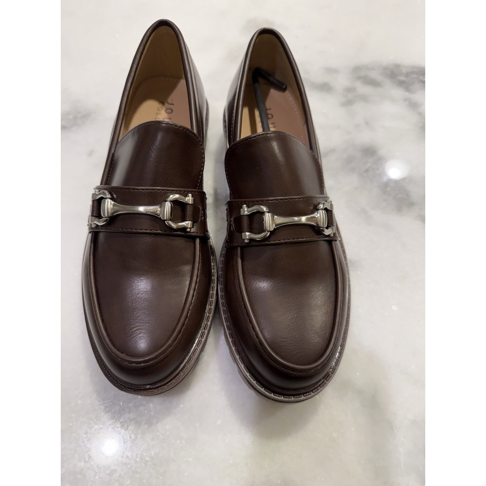 Journee Collection Bit Loafers Womens 7.5 Brown Silver Horsebit Lug Sole Shoes - Picture 1 of 7